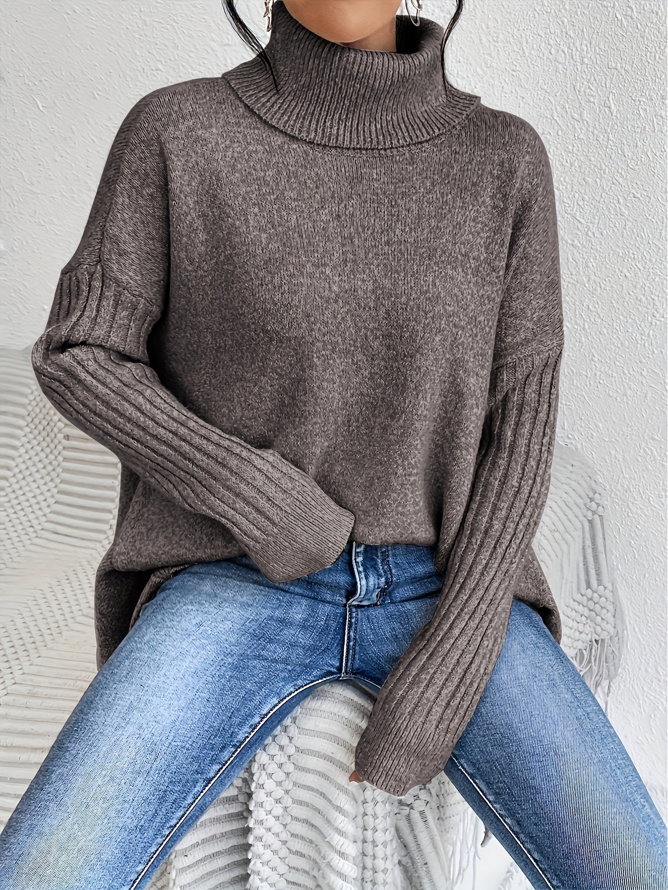 Anouk™ | High Neck Asymmetric Sweater
