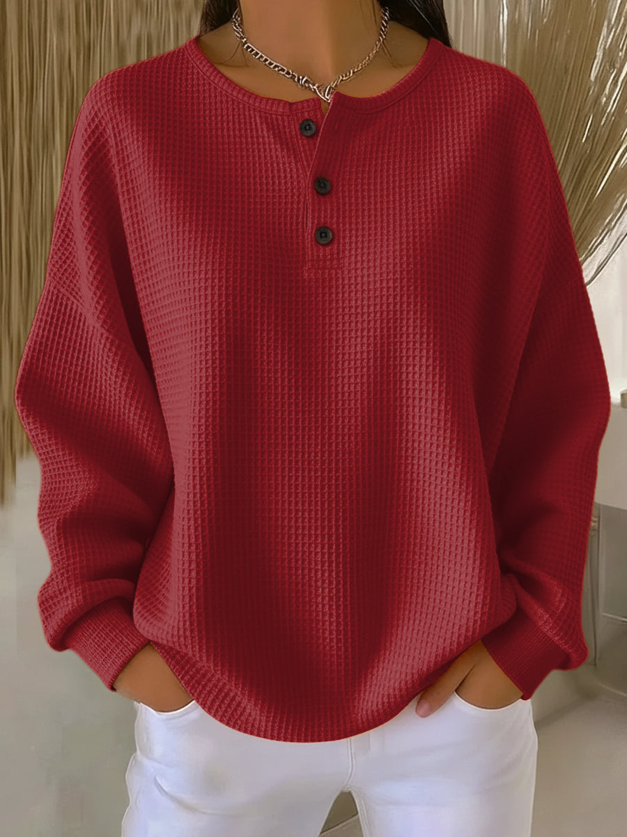 Arvette™ | Casual Henley Sweatshirt