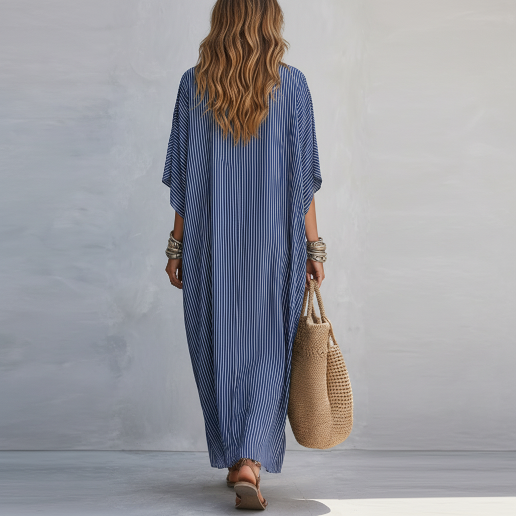 Bianca™ | Blue Pinstripe Minimalist Maxi Dress