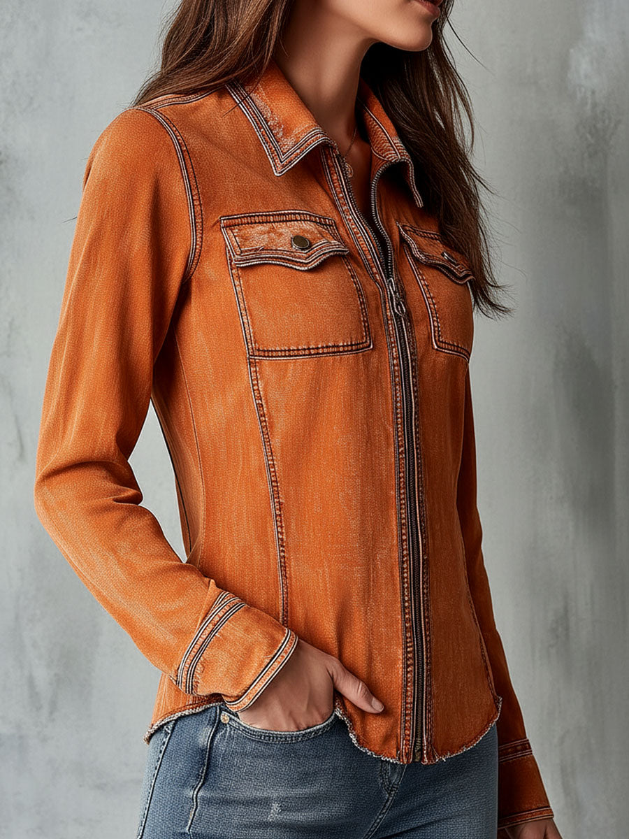 Burnley™ | Vintage Burnt Orange Utility Zip Jacket