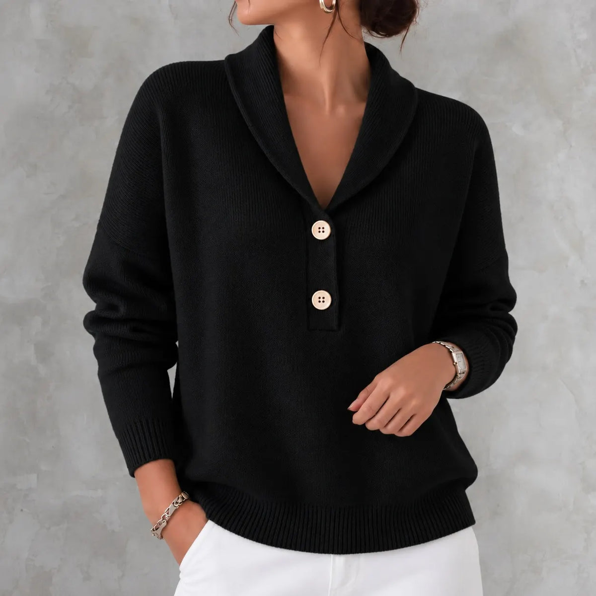 Vestrine™ | Shawl Collar Button Knit Sweater