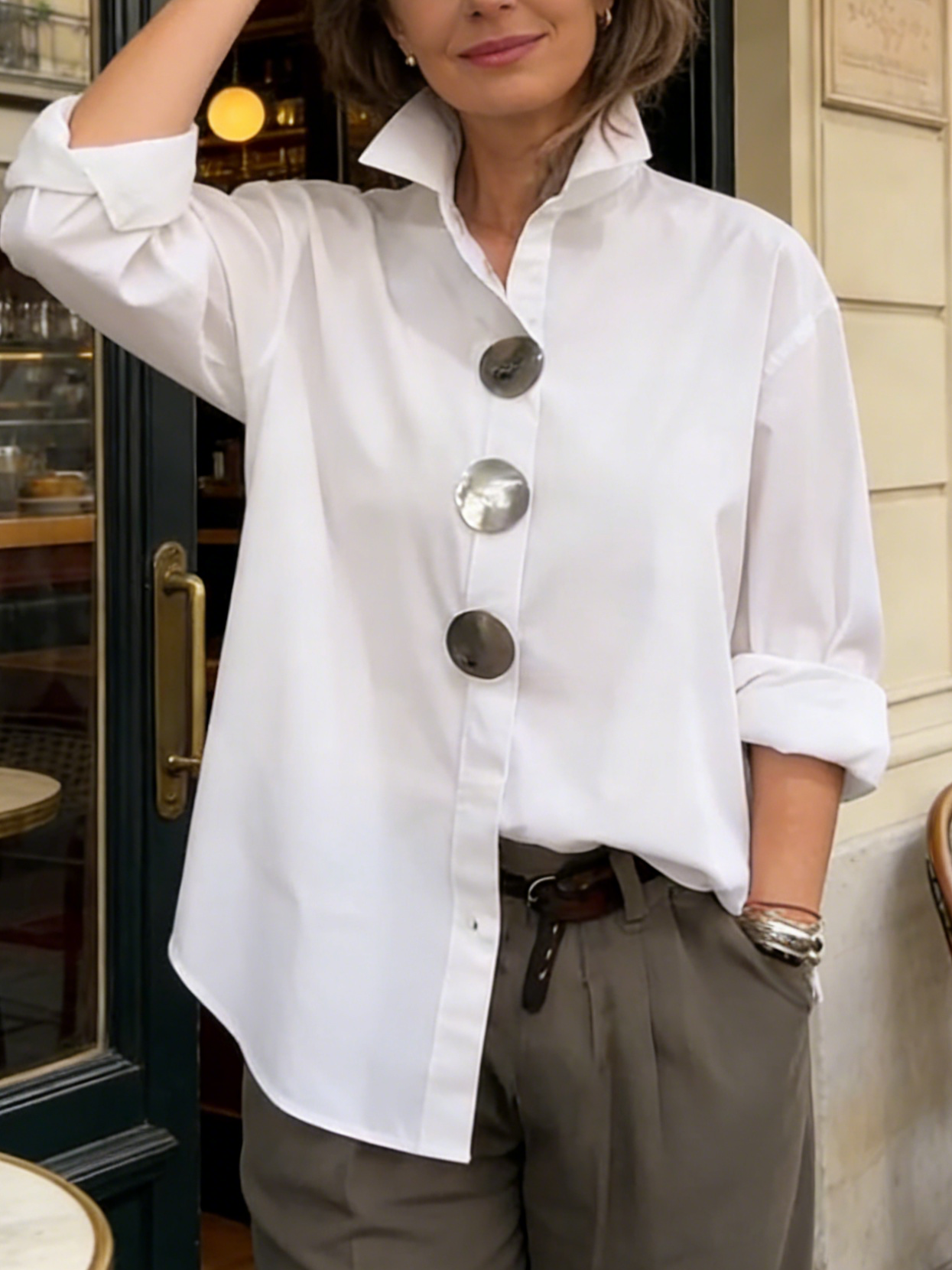 Marcella™ | Statement Button Stand Collar Shirt