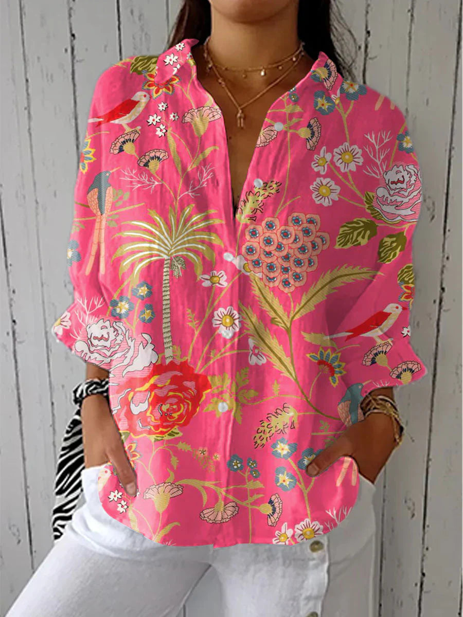 Rosemary™ | Floral Print Button-Up Blouse