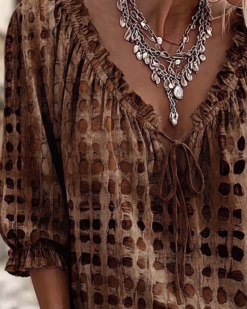 Josephine™ | Polka Dot Lace-Up Blouse