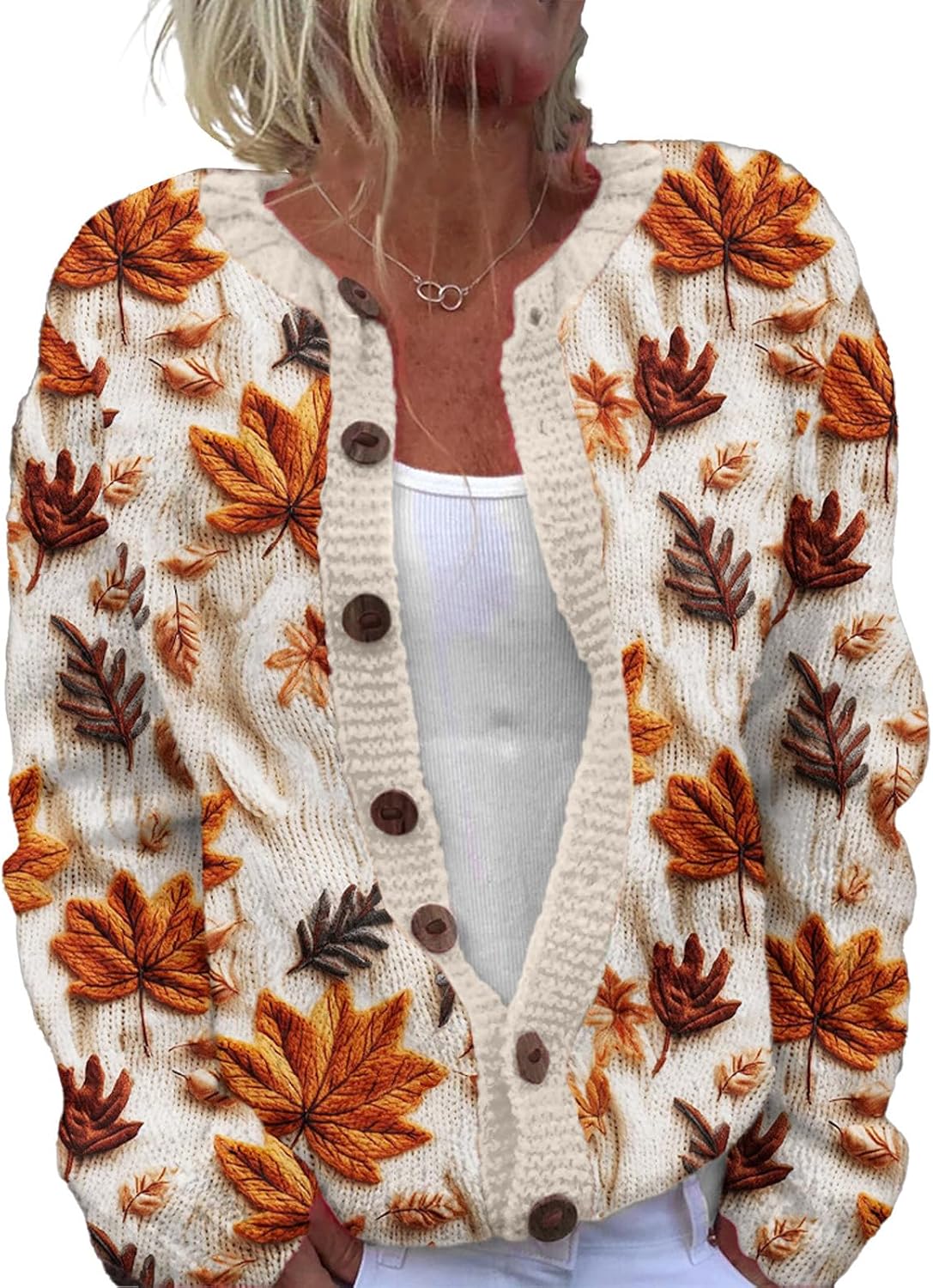 Anneliese™ | Autumn Leaf Print Cardigan