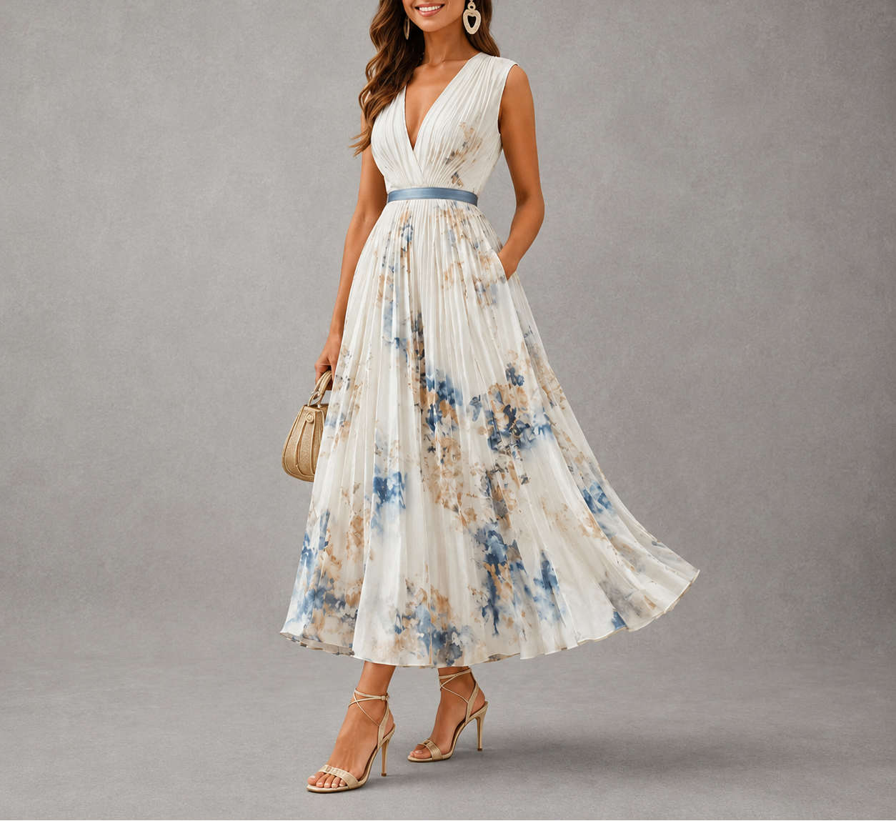 Celestine™ | Elegant Pleated Maxi Dress