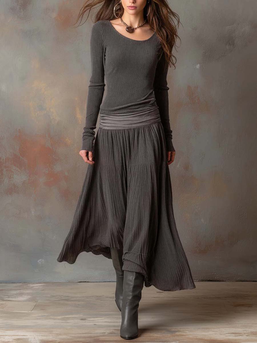 Laverne™ | Long Sleeve Midi Dress