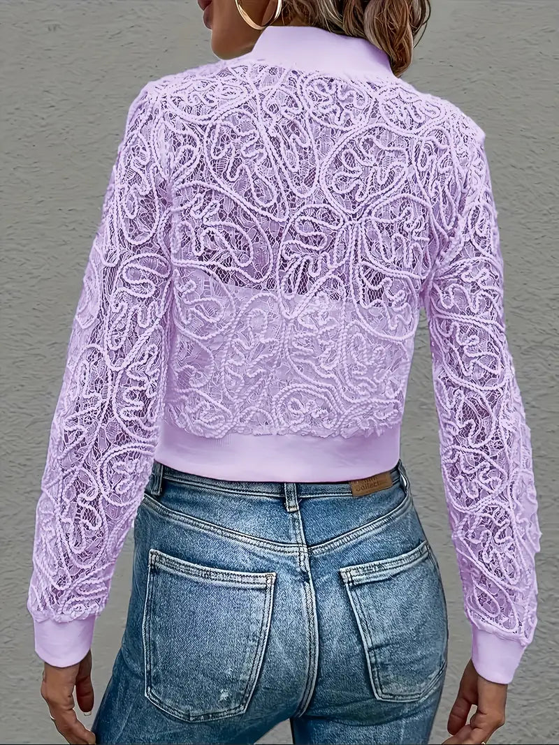 Eloise™ | Crop Lace Bomber