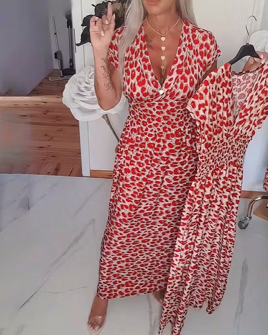 Esmé™ | Elegant Leopard Print V-Neck Dress