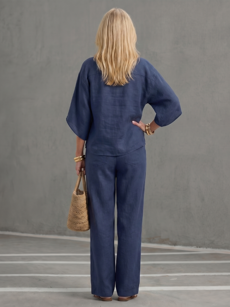 Levanne™ | Button Front Relaxed Tunic Trouser Set