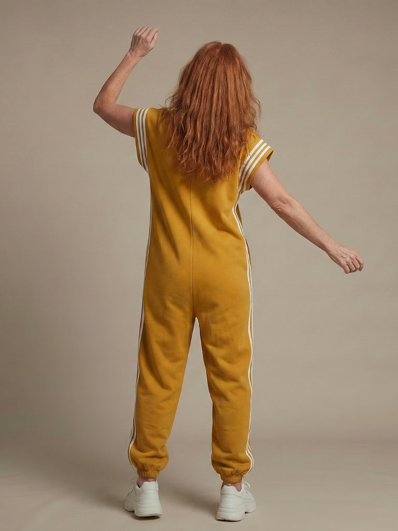 Jivonne™ | Zip Front Stripe Panel Jumpsuit