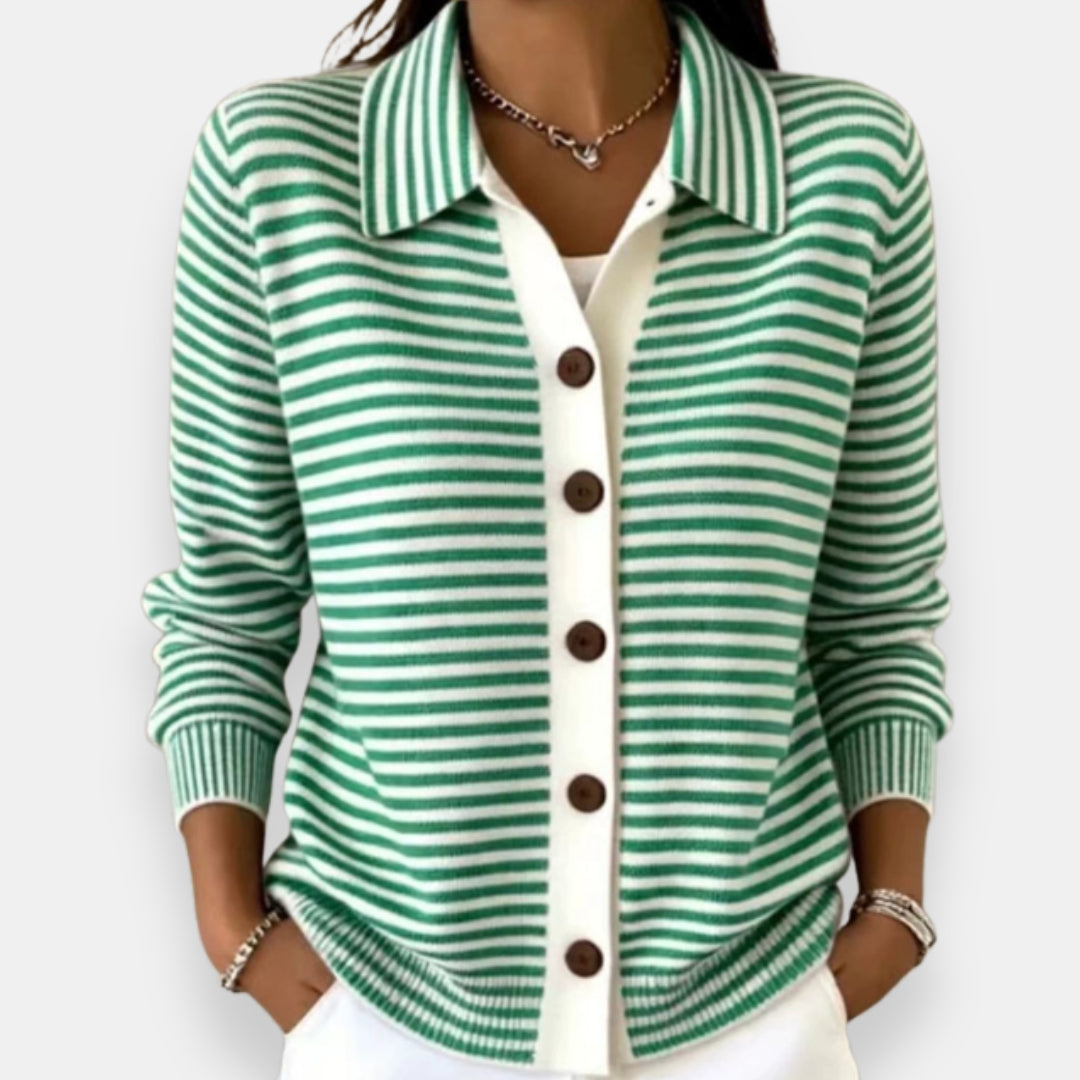 Clarissa™ | Striped Button-Front Cardigan