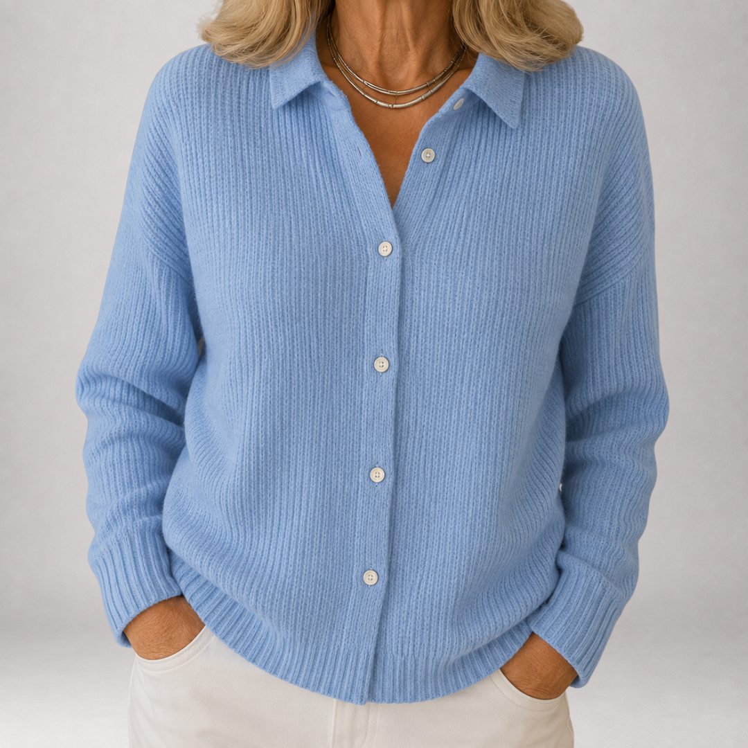 Junia™ | Ribbed Collared Knit Cardigan