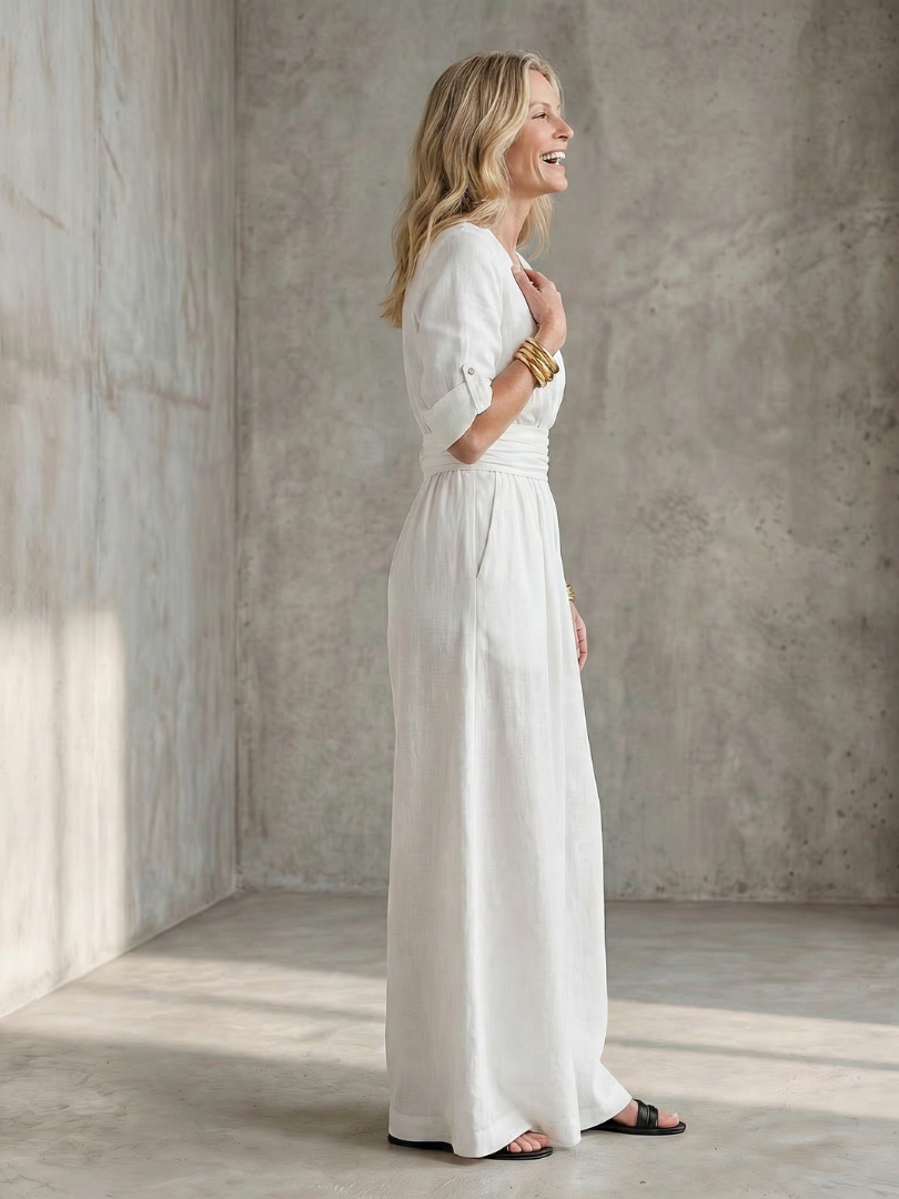 Birelle™ | Cross Front Wide Leg Jumpsuit