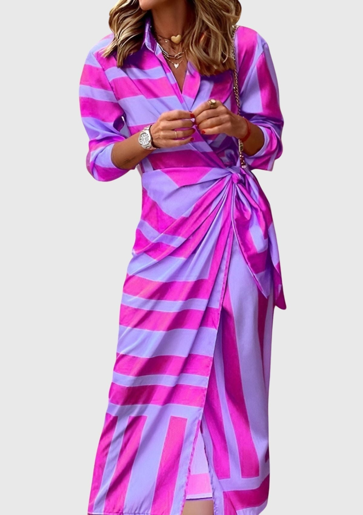 Elegant Wrap Dress With Print