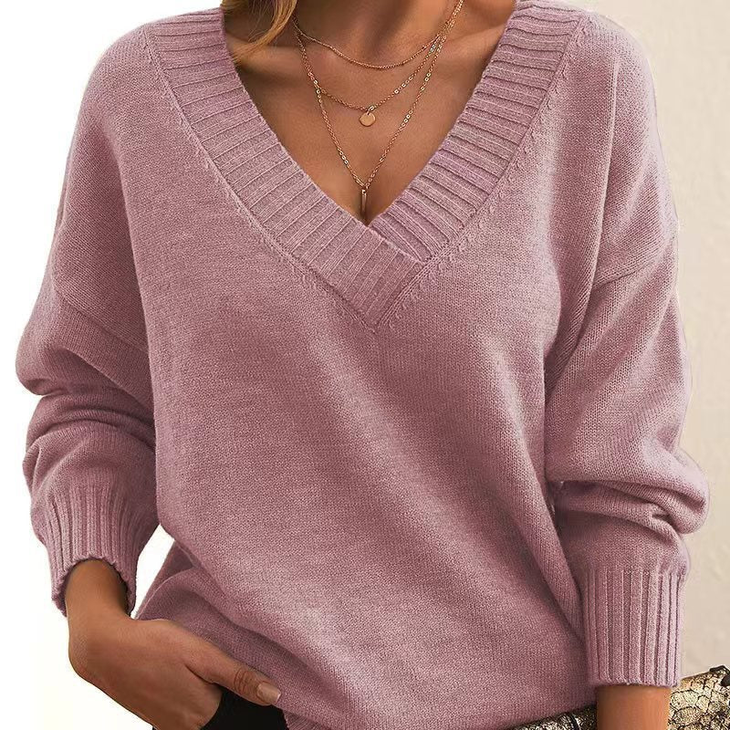 Marvaine™ | V-Neck Relaxed Pullover Sweater
