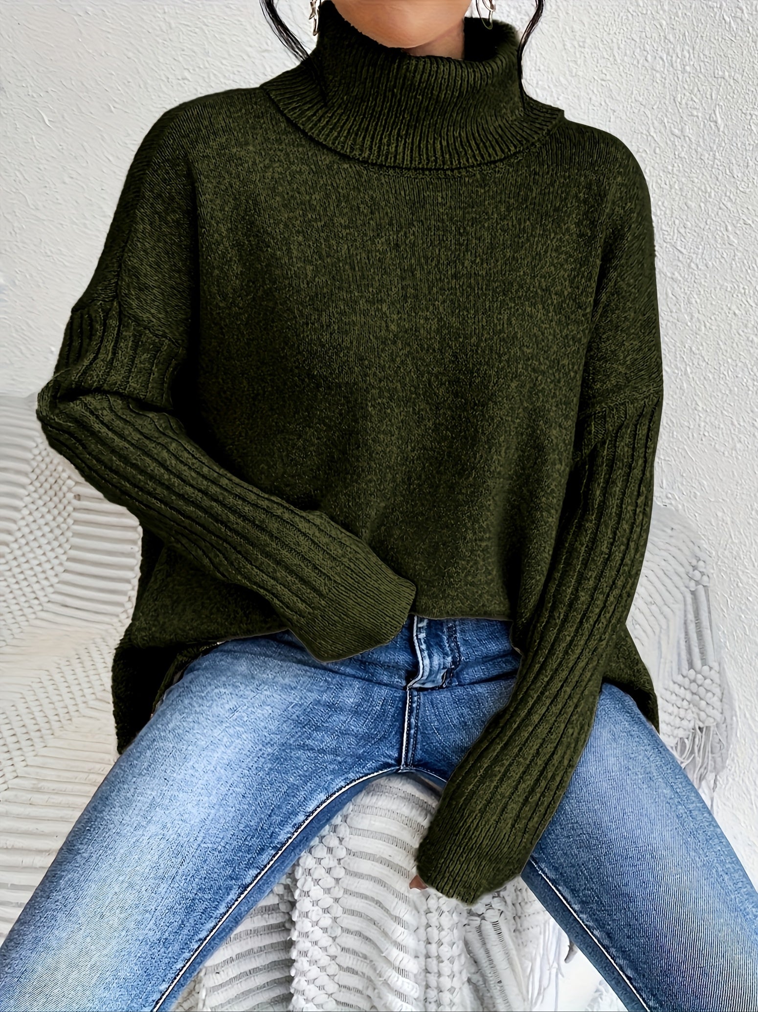 Anouk™ | High Neck Asymmetric Sweater