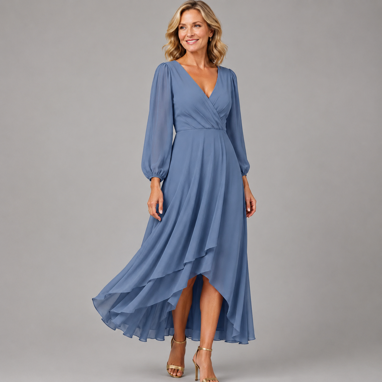 Mia™ Elegant V-neck Long Dress