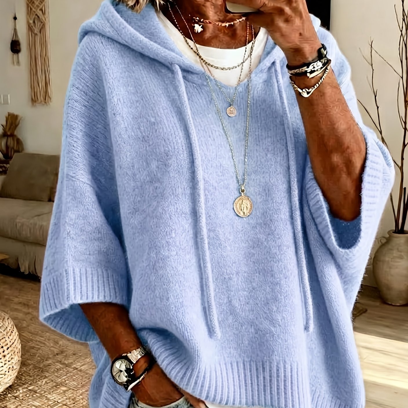 Sutton™ | Hooded Poncho Sweater