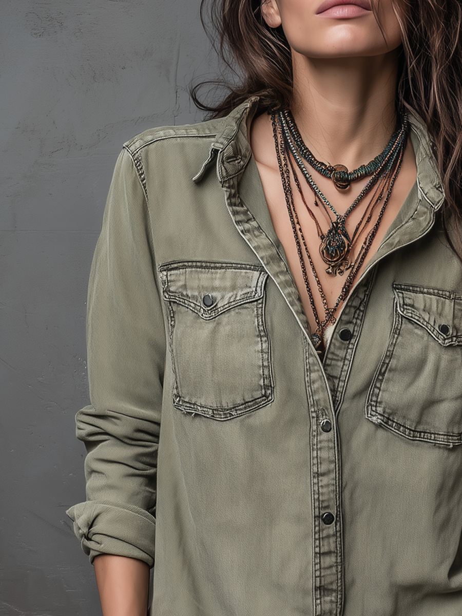 Glenmore™ | Vintage Pocket Long Sleeve Washed Shirt