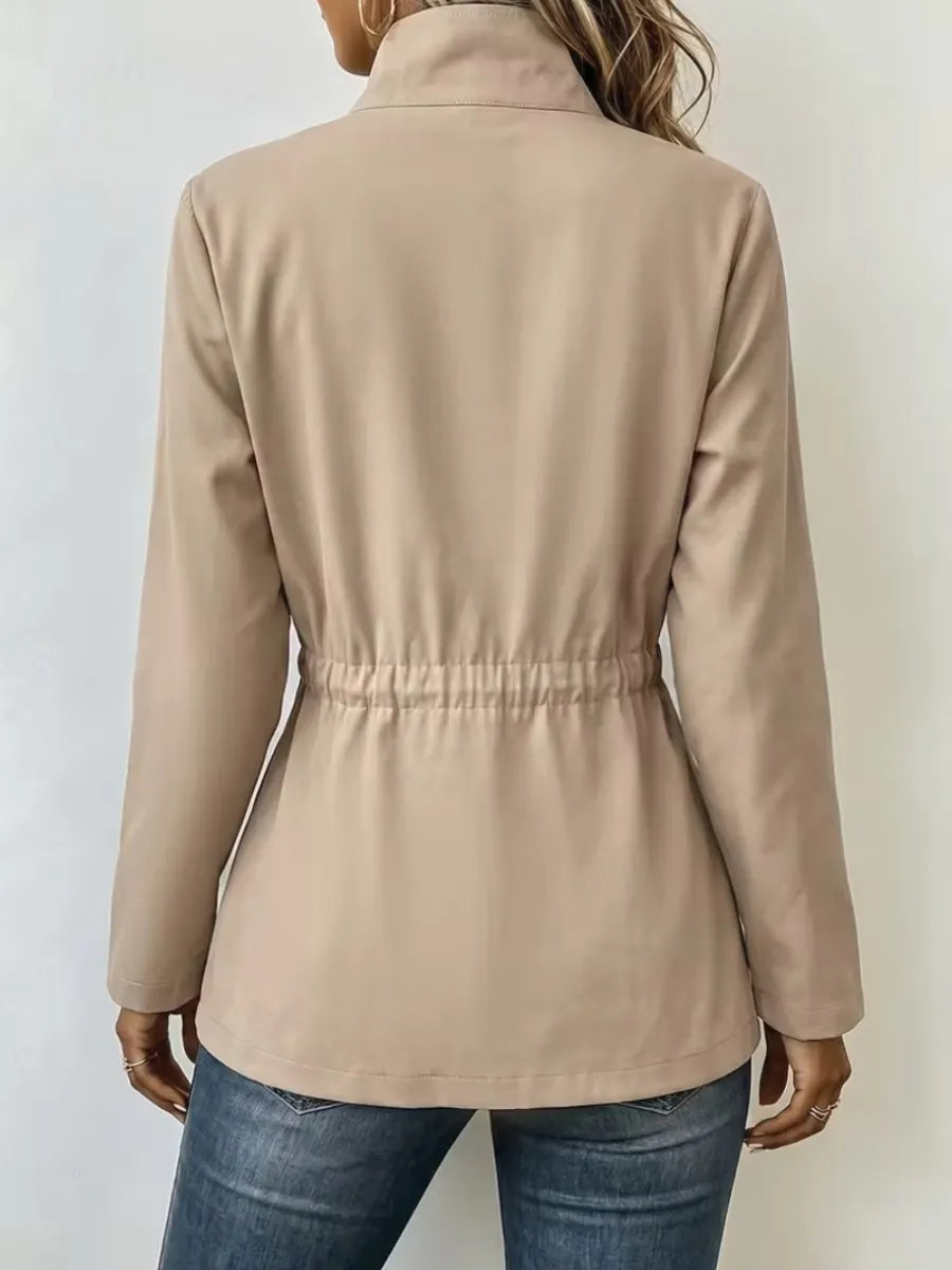 Freya | Jacket Zip Up Military Coat with Pockets