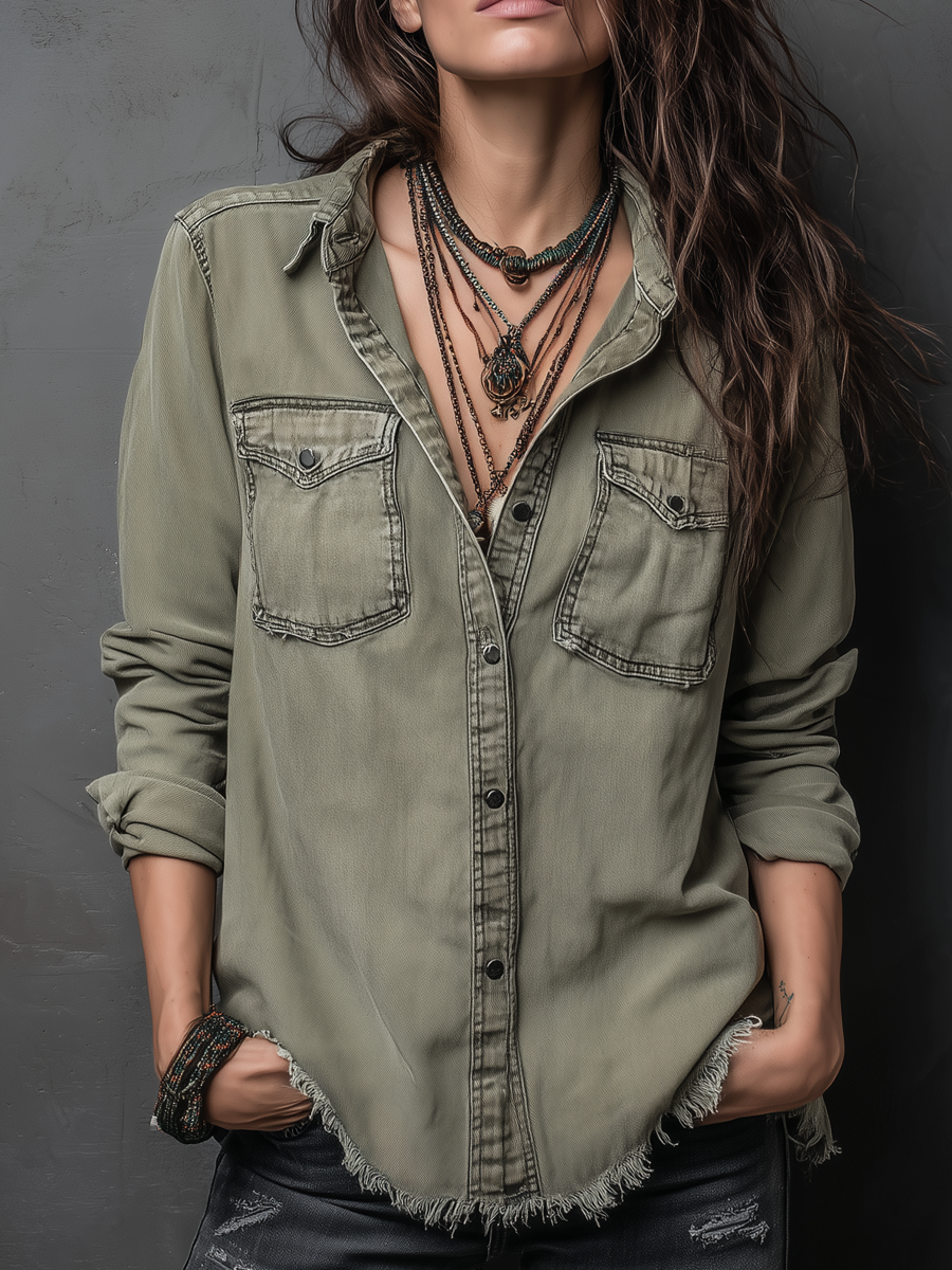 Glenmore™ | Vintage Pocket Long Sleeve Washed Shirt