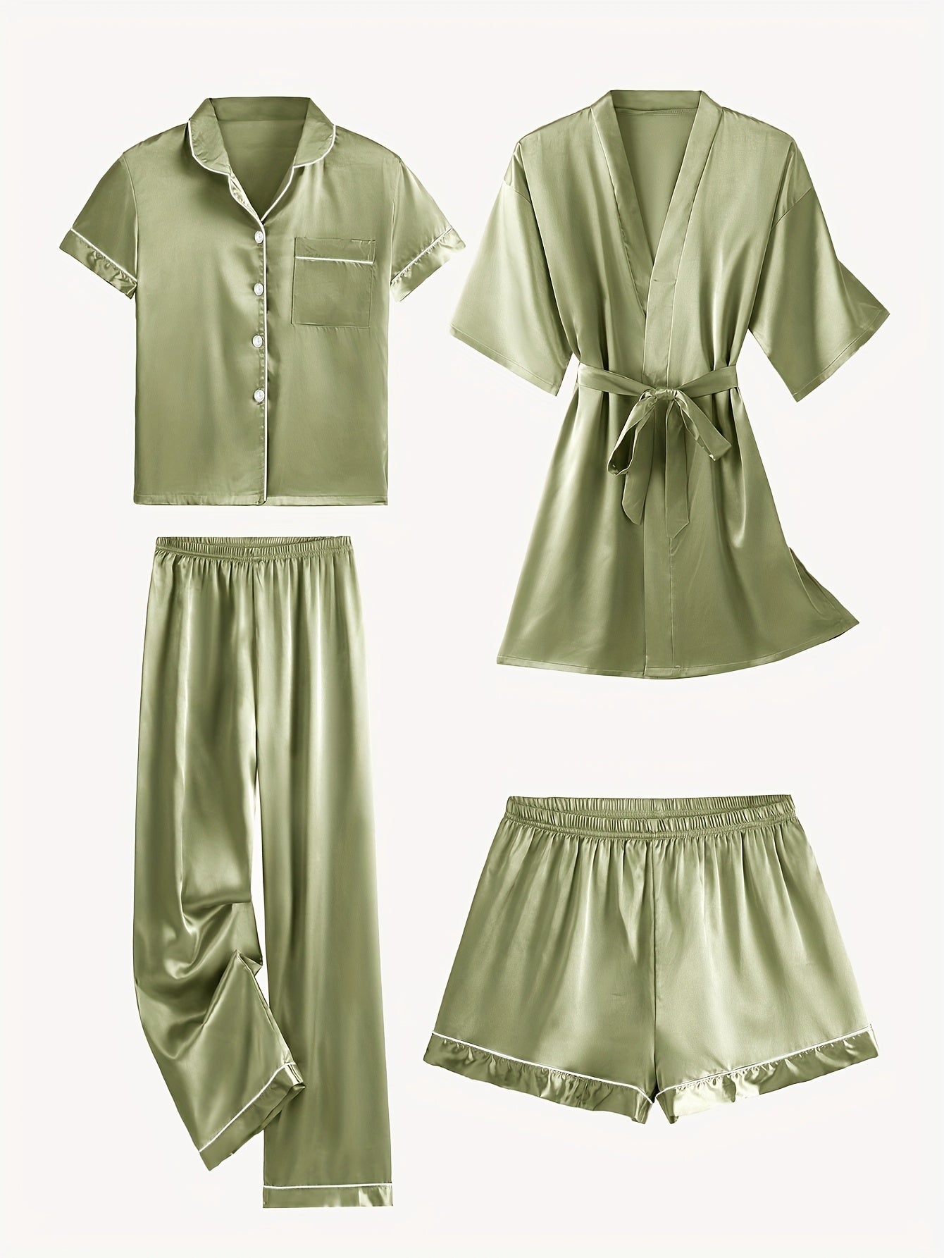 Lavonne™ | 4-Piece Pajama & Mid-Sleeve Robe Set