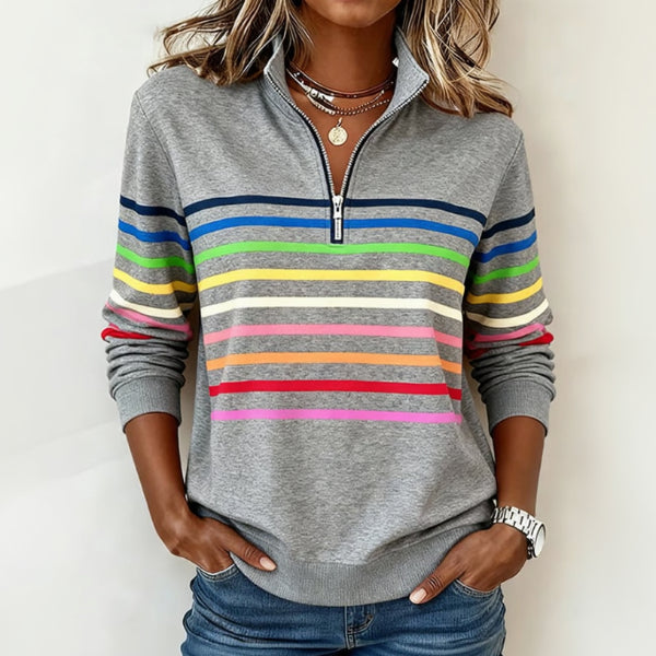 Dawnray™ | Relaxed Colorful Striped Quarter-Zip Pullover