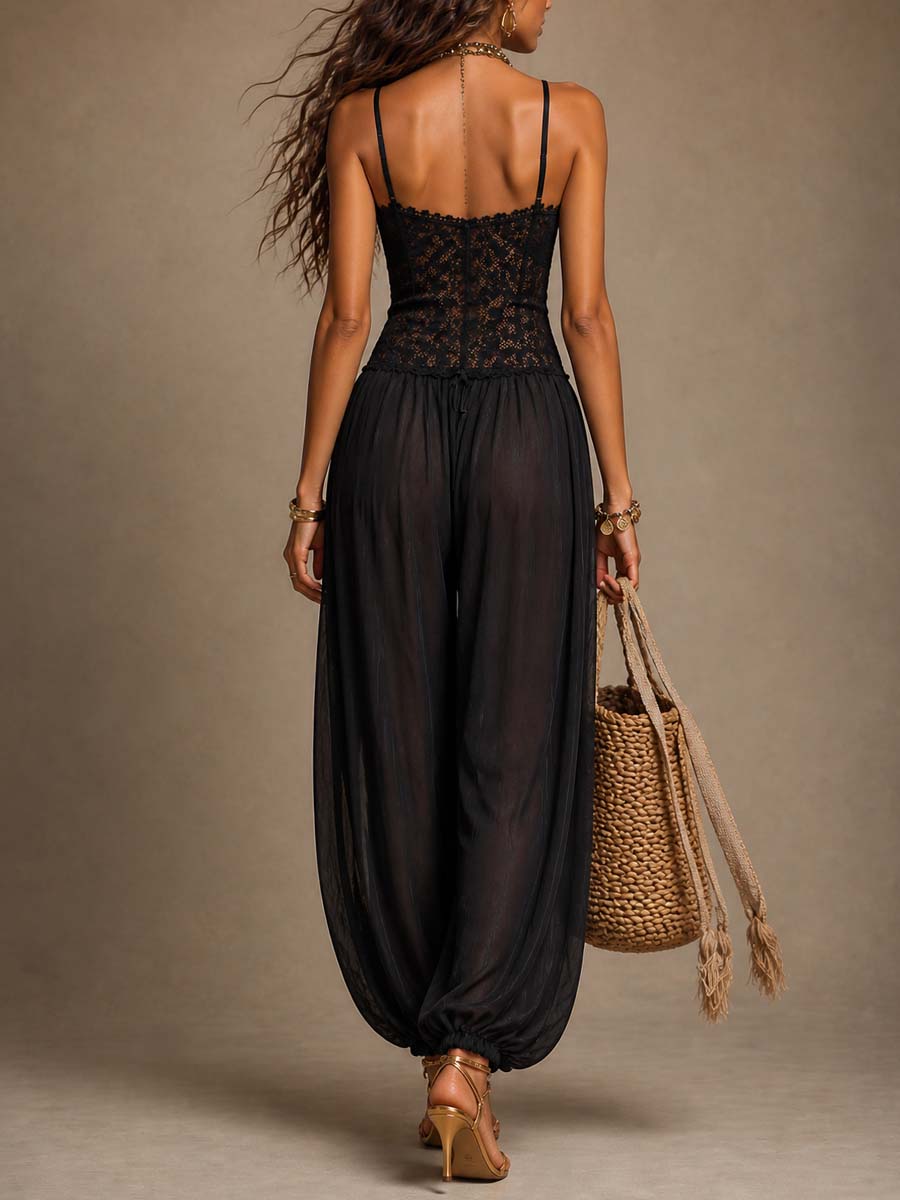 Stellane™ | Lace Bodice Harem-Style Jumpsuit