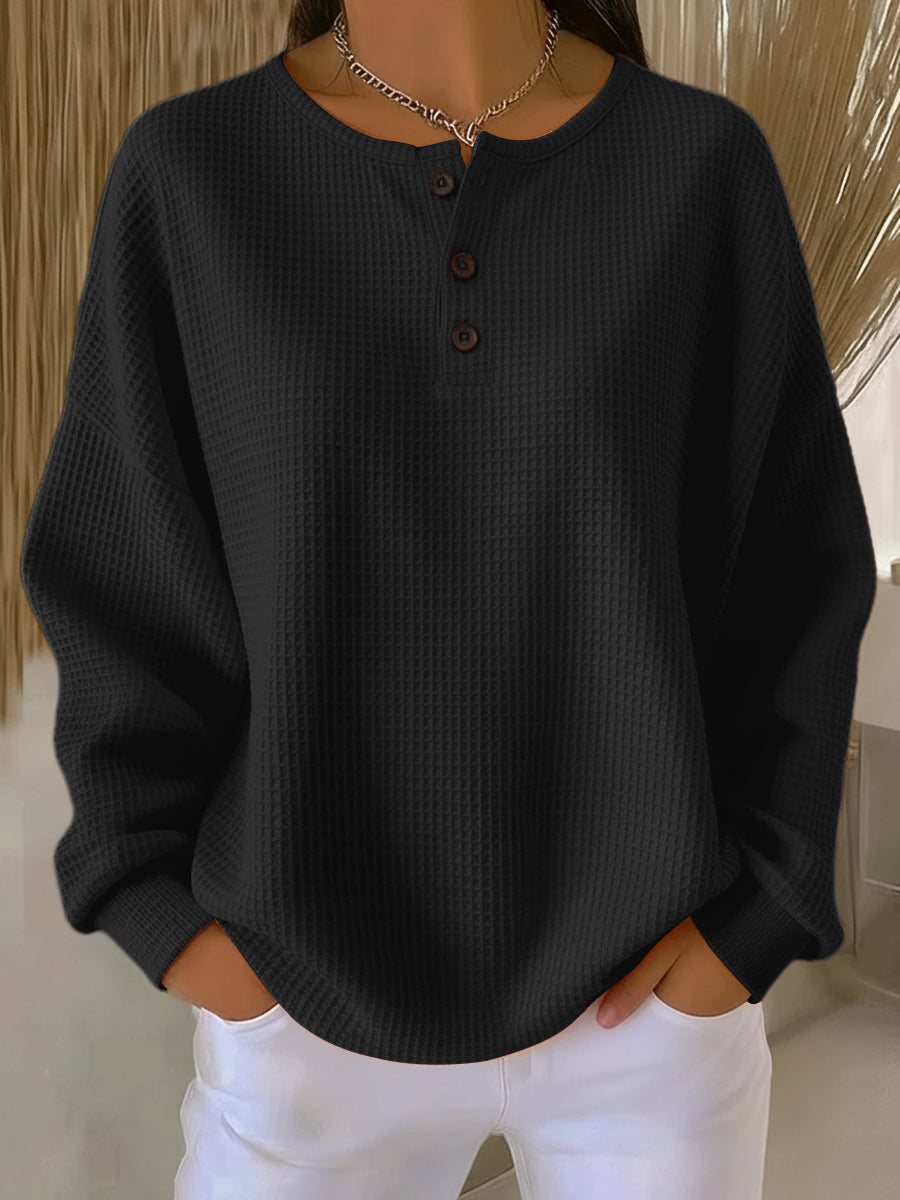 Arvette™ | Casual Henley Sweatshirt