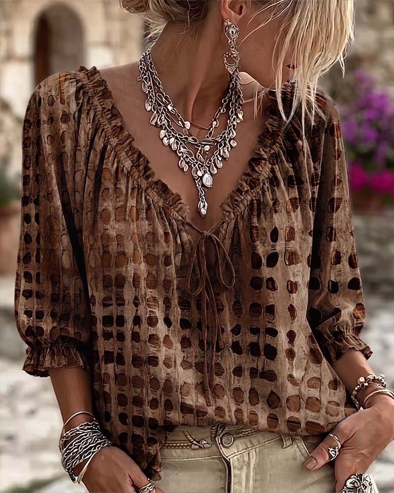 Josephine™ | Polka Dot Lace-Up Blouse