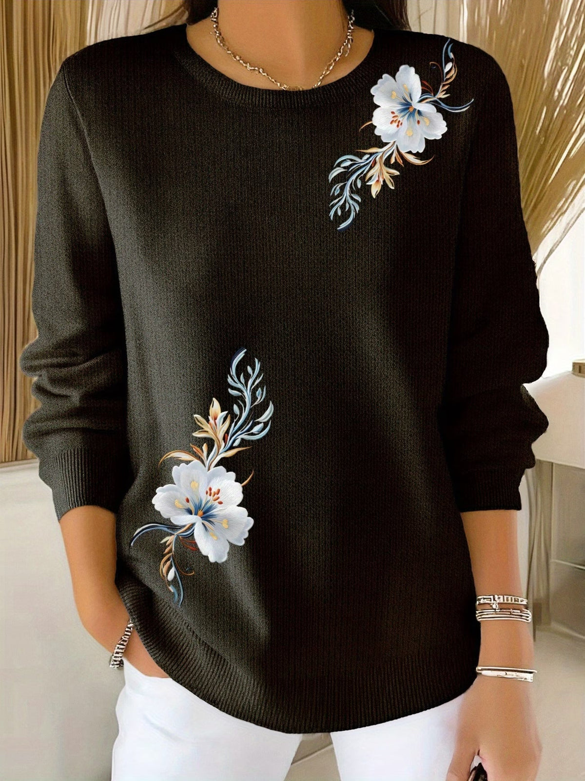 Meyla™ | Floral Long Sleeve Sweater