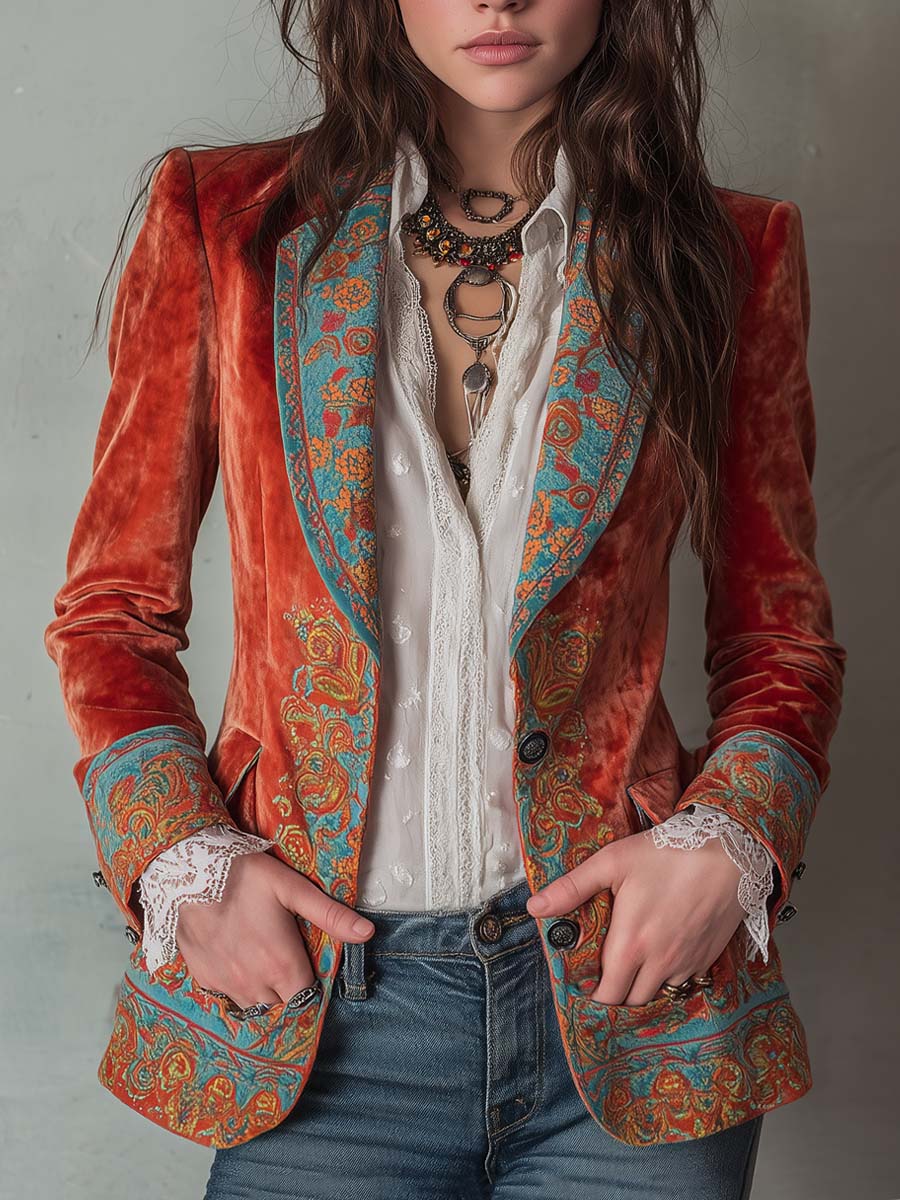 Moxie™ | Retro Colorblock Printed Blazer
