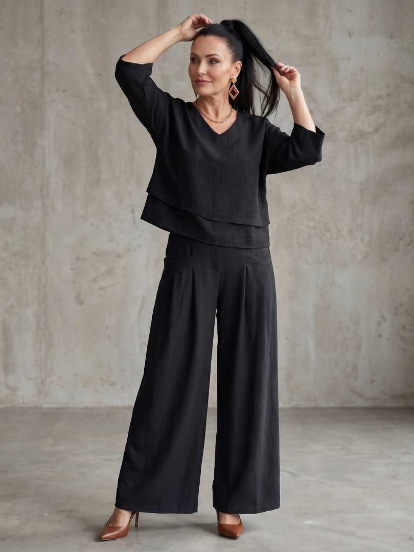 Greta™ | Layered Top Wide Leg Set