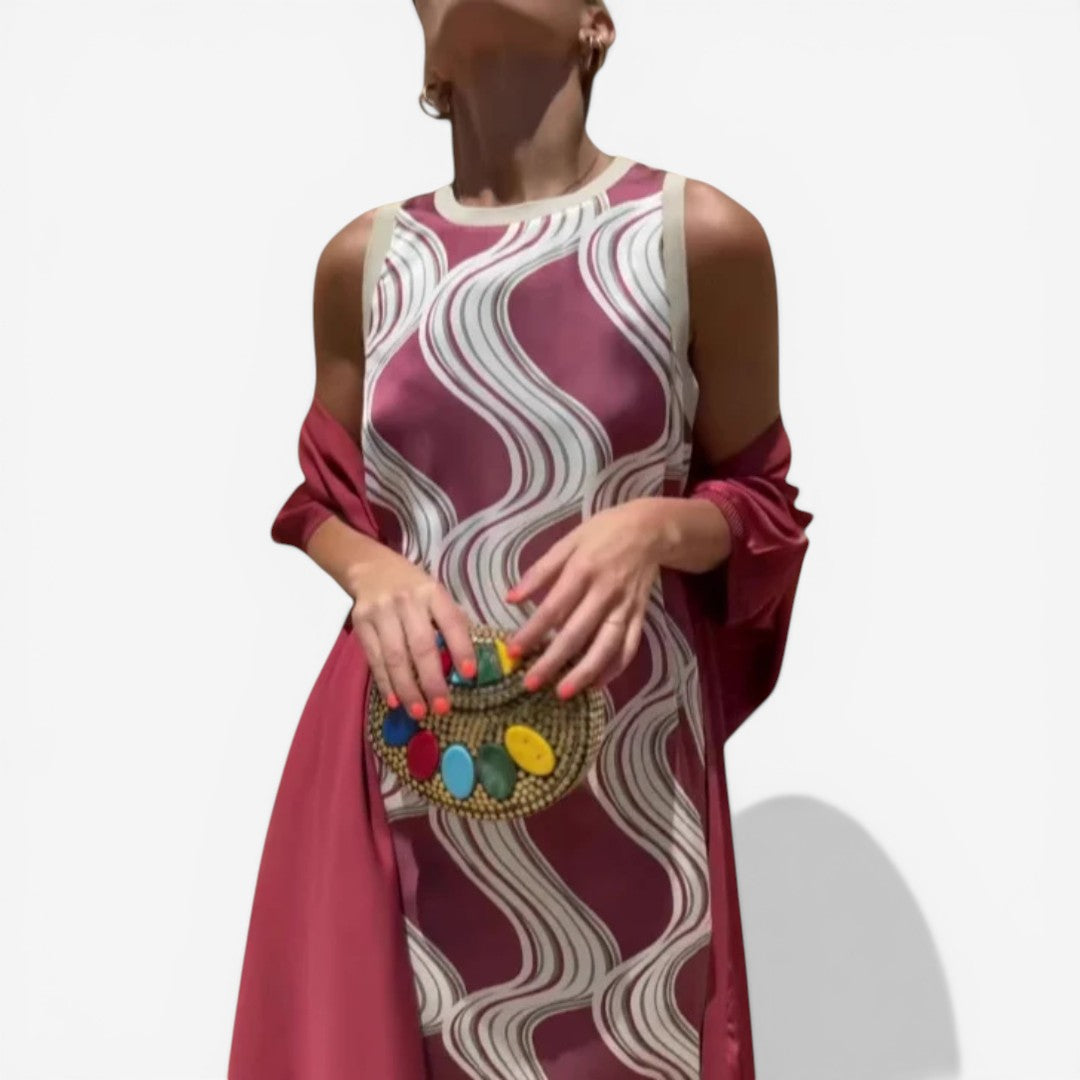 Romilda™ | Printed Maxi Dress with Matching Scarf