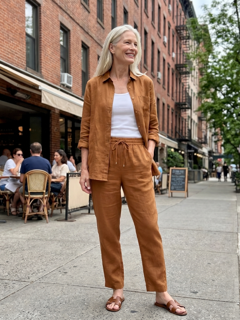 Katarina™ | Long Sleeve Button-Front Shirt & Tapered Pants Set