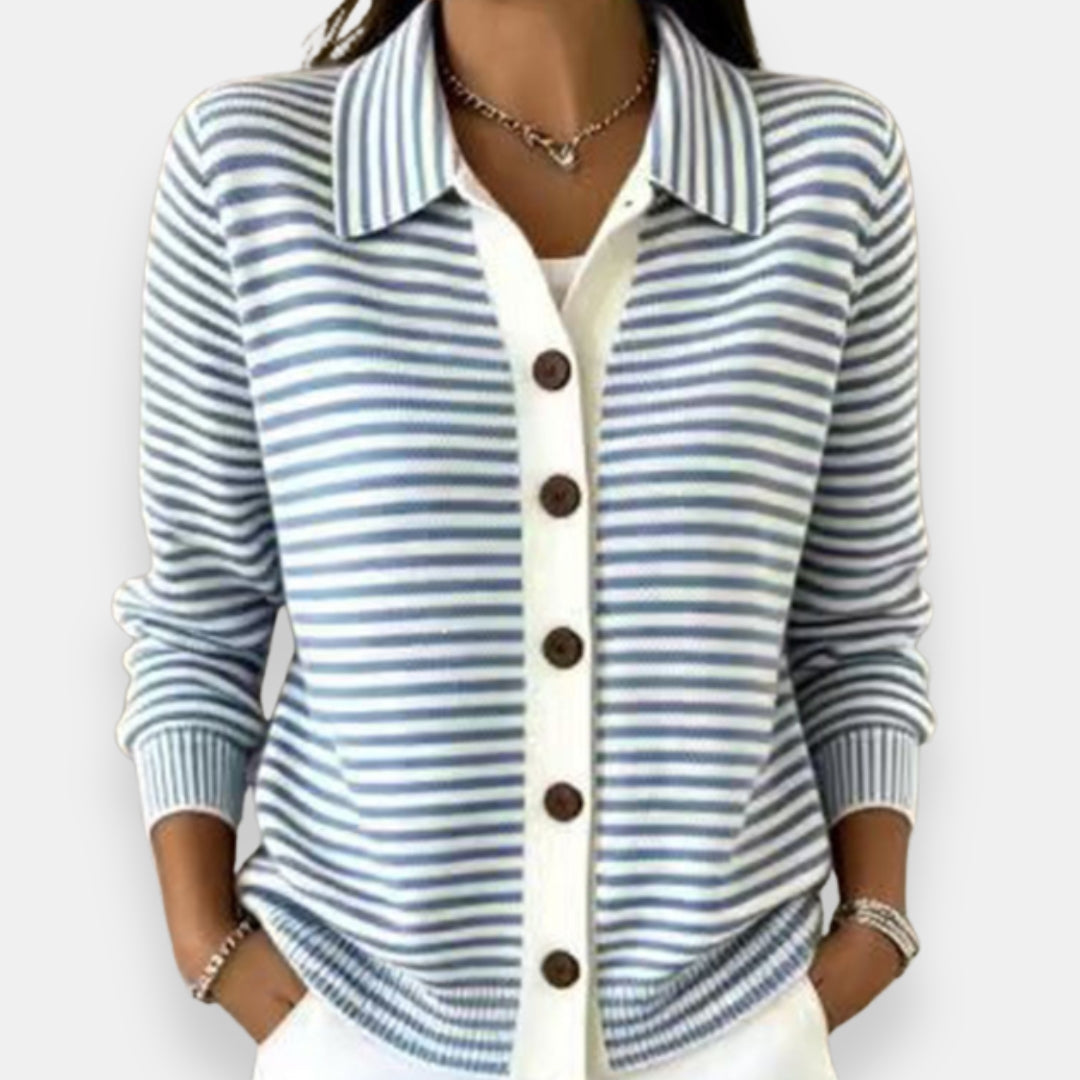 Clarissa™ | Striped Button-Front Cardigan