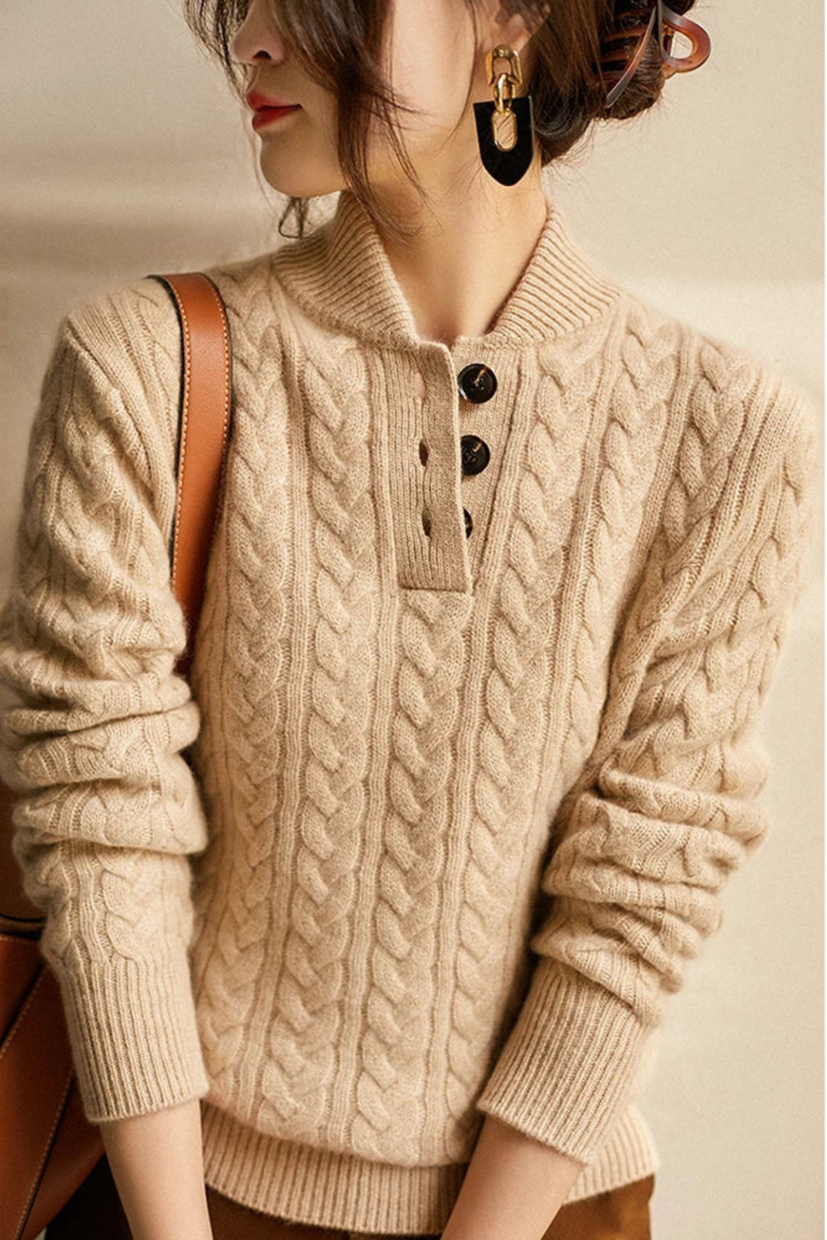 Women's Textured Cable Knit Sweater