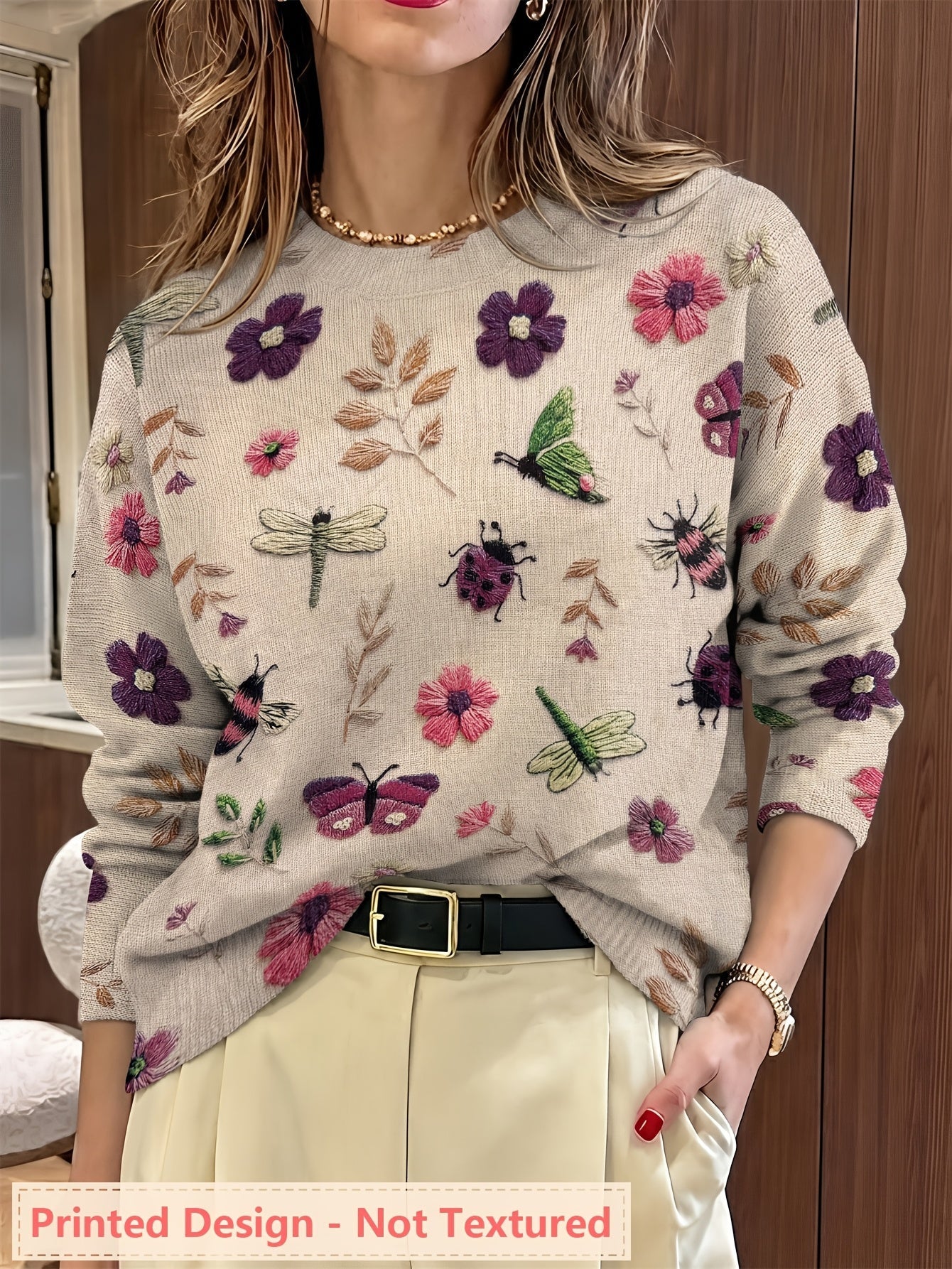 Esmé™ | Botanical Print Crewneck Sweater