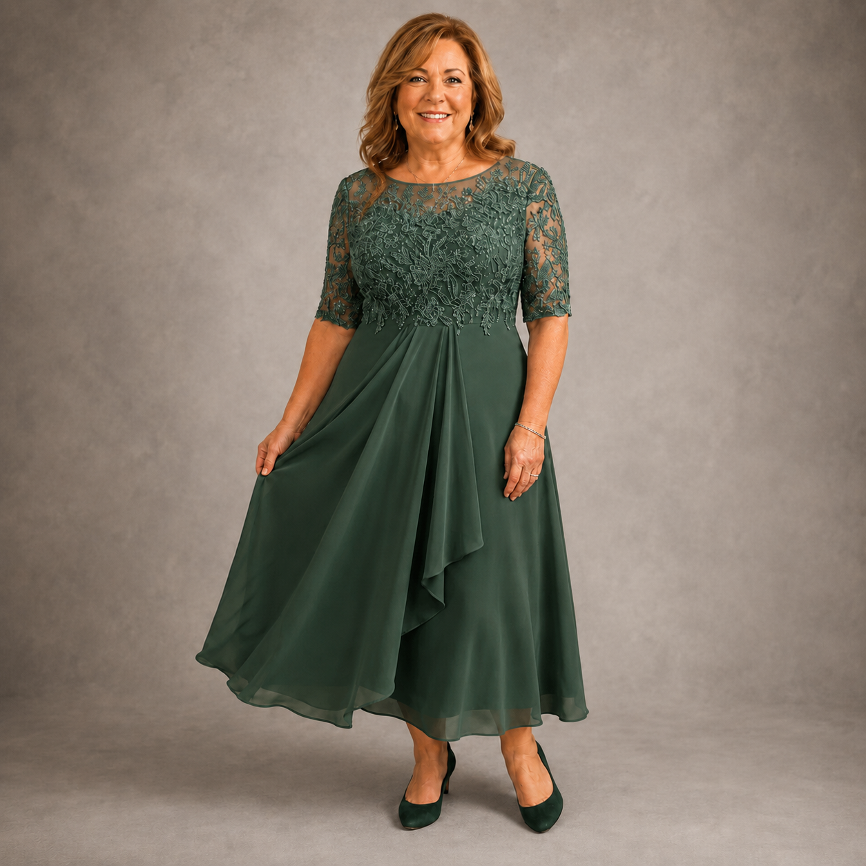 Lorraine™ | Lace Bodice Midi Dress