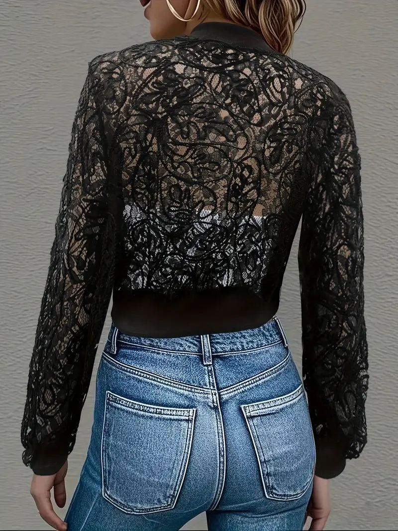 Eloise™ | Crop Lace Bomber