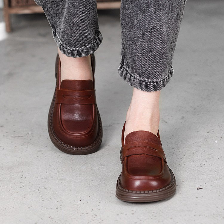 Women's Leather Round-Toe Loafers