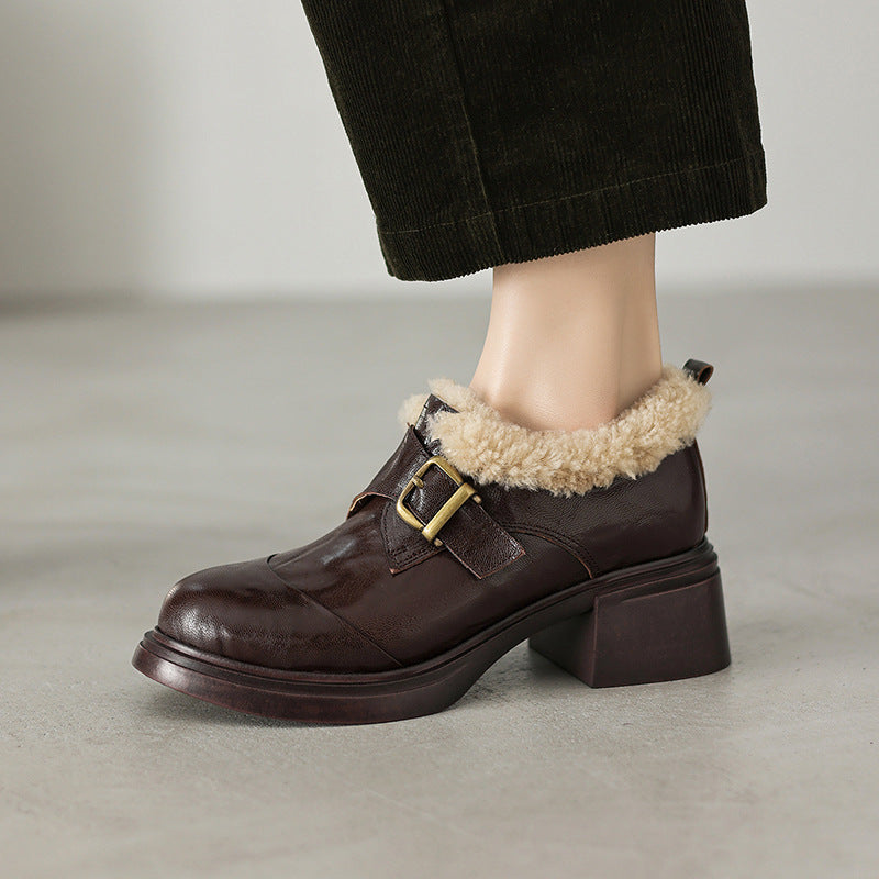Women's Shearling Leather Oxford Heels