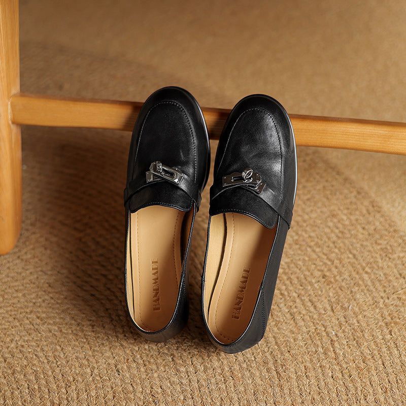 Women's Lock Accent Leather Loafers