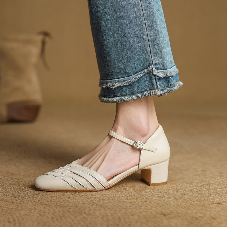 Women's Woven Leather Heels
