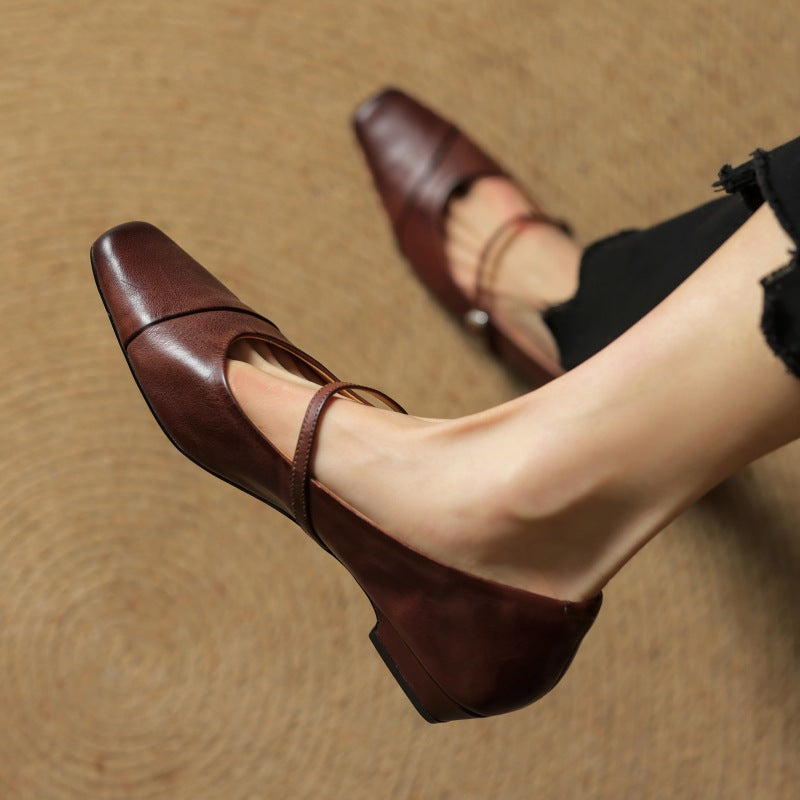 Women's Leather Mary Jane Flats