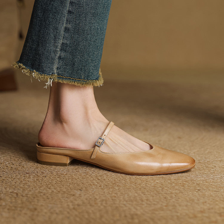 Women's Mary-Jane Leather Mules