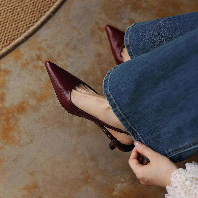Women's Lambskin Leather Slingback Heels