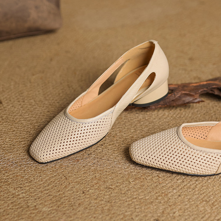 Women's Mesh Leather Heels