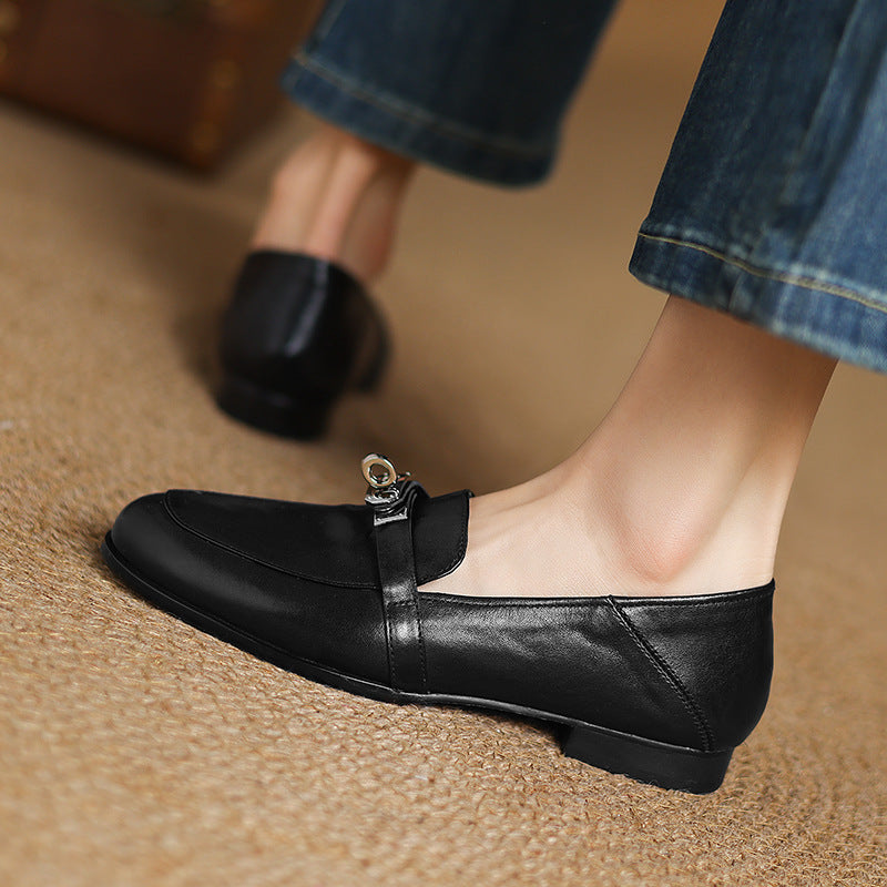 Women's Lock Accent Leather Loafers